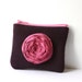 Rosette Coin Purse Plum Purple Wool Fabric Cabaret Pink Silk Rose Pink Zipper Boho Floral inside Small Purse