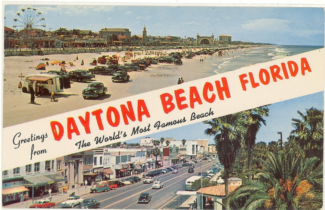 Vintage Florida Postcard Daytona Beach Chrome Used