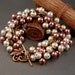 Copper Brass Pearl Bracelet Chunky Pearl Cluster Bracelet Beige Brown Earth Tones Fall Fashion