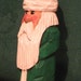 4" Traditional Santa With Long Green Robe, Hand Carved, Handmade, Wood, Wood Carving, OOAK