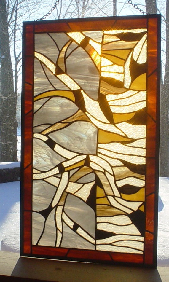 Items similar to SALERustic Birch Tree stained glass window panel