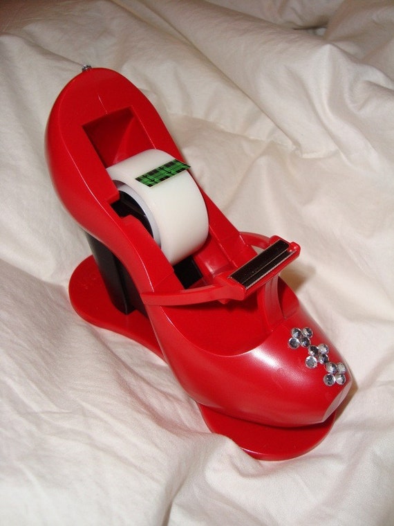 Ruby Red Shoe Tape Dispenser with Bling