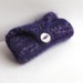 Sewing needle holder, wool etui, travel pin cushion, needle case in purple and lavender felted wool with vintage button
