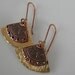 Copper and yellow brass dangle earrings-handmade mixed metal earrings