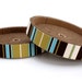 Circle Scratch - Cardboard Cat Scratcher Mod Stripe (blue, brown, cream and lime)