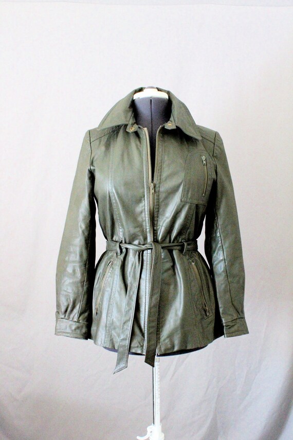 RESERVE Vintage 1970's Olive Leather Trench Jacket by bumbleebuck