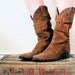 Vintage 70's Rustic Suede Leather Slouch Cowboy Boots Sz 8.5-9.5