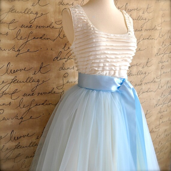 Items similar to Baby blue tulle tutu skirt lined in ivory. Soft ...