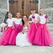 Raspberry watermelon pink Flower Girl tutu. Fully lined and sewn.This tutu has a smooth satin waist, no knots. Summer weddings