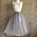 Pale grey tulle tutu skirt for women with ivory satin lining- tea length, classic ballerina retro skirt.