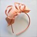 Ribbon tulle, pearls and bow Headband. Vintage pink and cream for girls, teens, women. Flower Girl accessory.