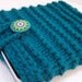 Knit IPad Sleeve, Knit Notebook Case, Knit Tablet Sleeve, Knit Case in Peacock Blue Button Closure
