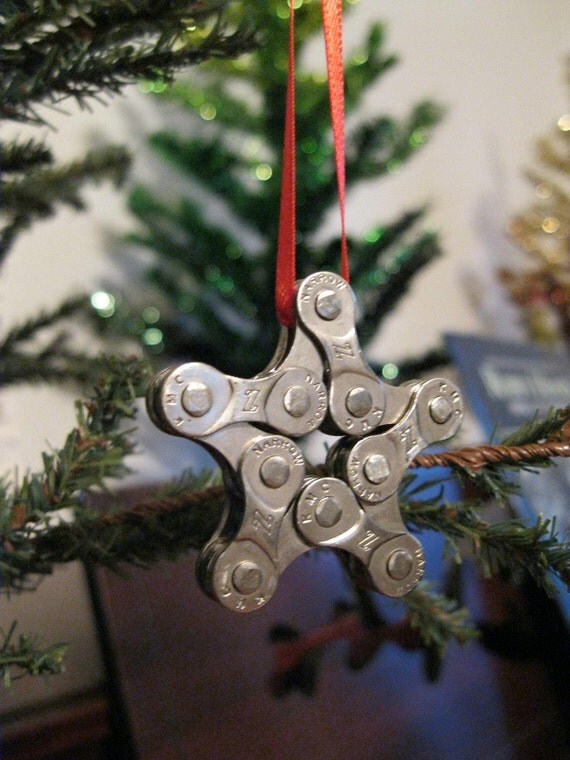 Items similar to Recycled Bike Chain Star Ornament on Etsy