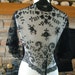 Vintage blacklace chapel veil shawl cape scarf delicate floral wrap bolero gorgeous stole