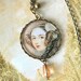 Ada Lovelace the Enchantress of Numbers Round Cameo Necklace in Brass Lace Filigree.