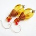 Honey drop earrings - handblown glass beads, copper wire, crystals, sterling silver