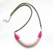 Pastel Ombre Necklace in Grey and Pink - Elements Collection- Modern Tribal Handmade Jewelry - leather, polymer clay