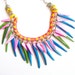 Samba Rio Necklace - neon and pastel pink, blue, yellow, green, fringe handmade woven necklace