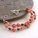 Pink Red Bracelet, Sterling Silver, 7 Inches