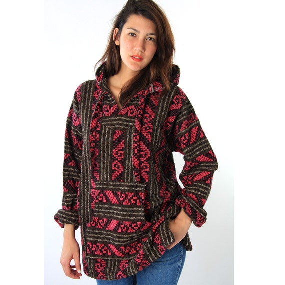 Items similar to 90s mexican knit DRUG RUG baja hoody on Etsy