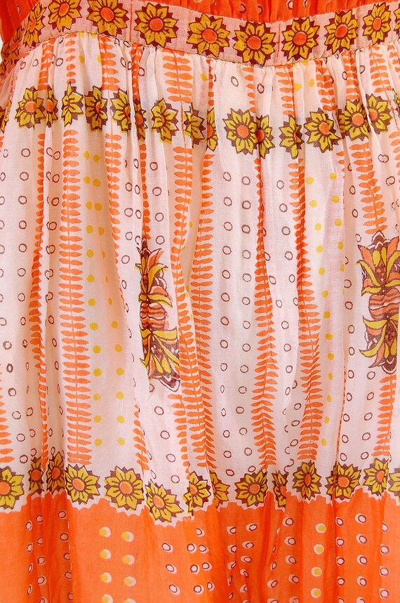 Vintage 60s gauze INDIAN hippie peasant dress / Batik print