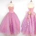 RESERVED Vintage 1950s lavender strapless PROM dress / Cupcake Princess / Original Gloves and debutant brochure included