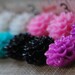 10 Pieces Mixed Lot Sample Pack - Bold Mix - Dahlia Chrysanthemum Flower Flat Back Plastic Cabochons - 15mm - Red, Pink, White