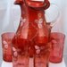 Vintage Cranberry Stained, Victorian Water Set with Floral Decoration