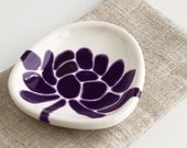 ceramic dipping bowl - lotus flower in deep purple - home decor pottery - hopejohnson