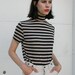 Vintage 1990's Taupe Stripe Stretch Turtleneck Top S/M