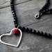 handmade sterling silver heart black onyx pendant,coral bead