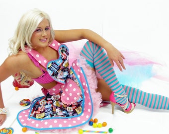 Candy Shop Apron Polka Dots and Gumballs Pinup Women's Apron by Dots Diner