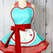 ON SALE ~ Dotties Diner Retro 50s Diner Waitress Apron Aqua and Red Gingham Womens