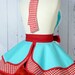 Dotties Diner Retro 50s Diner Waitress Apron Aqua and Red
