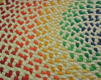 now 20% OFF select a size....Rainbow Rug made from braided new and recycled t shirts