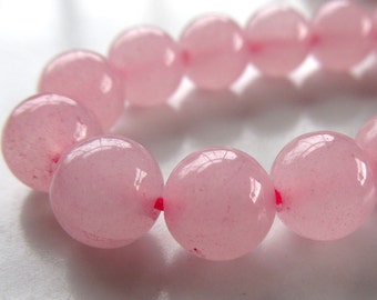 Jade Beads 8mm Carnation Pink Candy Smooth Rounds - 10 Pieces