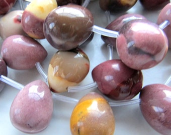 Mookaite Beads 20 X 15mm Smooth Mookaite Multi Colored Full Briolettes -4 Pieces
