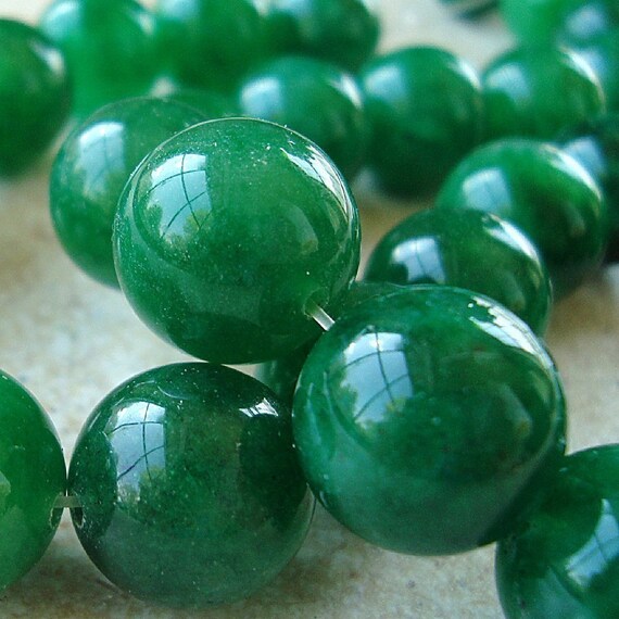 Quartz Beads 14mm Emerald Green Crystal Smooth Round Balls 6