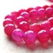 Onyx Beads 8mm Fuchsia Pink Faceted Shiny Round - 8 Pieces