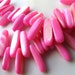 Shell Pearl Beads 20 X 5mm Iridescent Neon Pink Opaque Free Form Shards - 24 Pieces