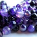 Agate Beads 8mm Sparkling Faceted Banded Agate Purple Rounds - 8 in Strand