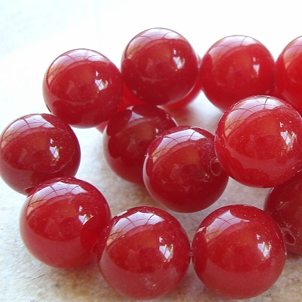 Quartz Beads 12mm Cherry Red Crystal Smooth Round Balls 8