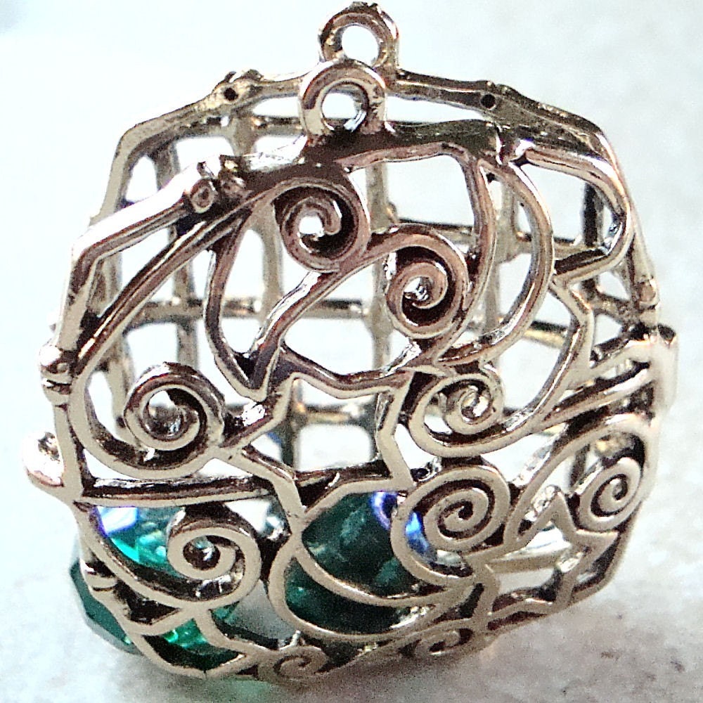 Brass Locket Interchangeable Gemstone Cage 38mm Square Pendant