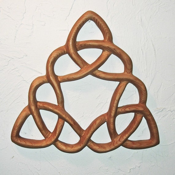 Celtic Triangle Cloverleaf Triquetra Wood Carved Celtic