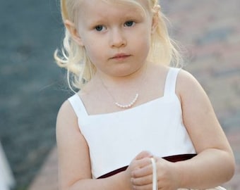 Child's Pearl Necklace, Real Fresh Water Pearls, Hand Knotted on Silk Cording, Flower Girl Necklace, Junior Bridesmaids