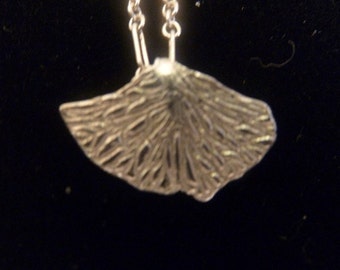 Handcrafted Fine Silver Ginko Leaf Pendant