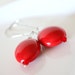 red earrings - simple oval retro style strawberry