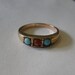 Vintage 9K gold ring with turquoise and garnet stones