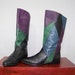 Vintage 80s Boots Leather Equestrian Riding Color Block 9
