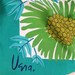 Vintage 60s Vera Scarf, Big Turquoise and Green Flowers, 23 inches Square
